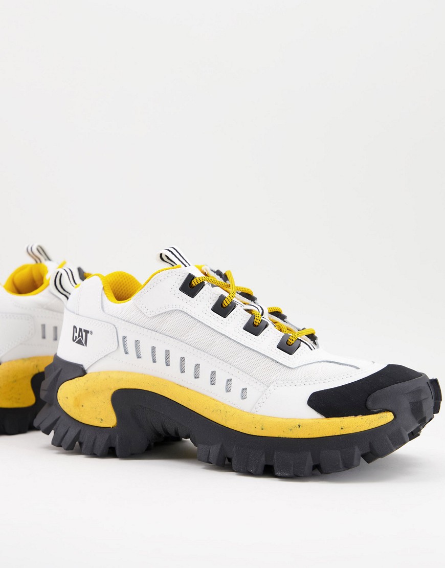 Caterpillar intruder vent sneakers in white black and yellow