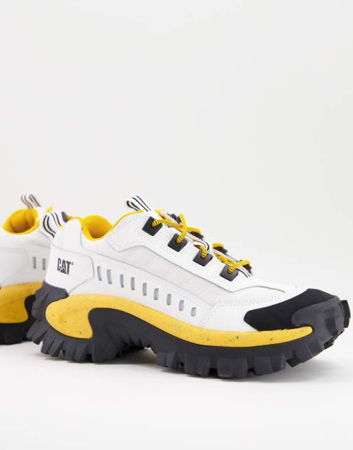 Caterpillar intruder vent trainers in white black and yellow ASOS