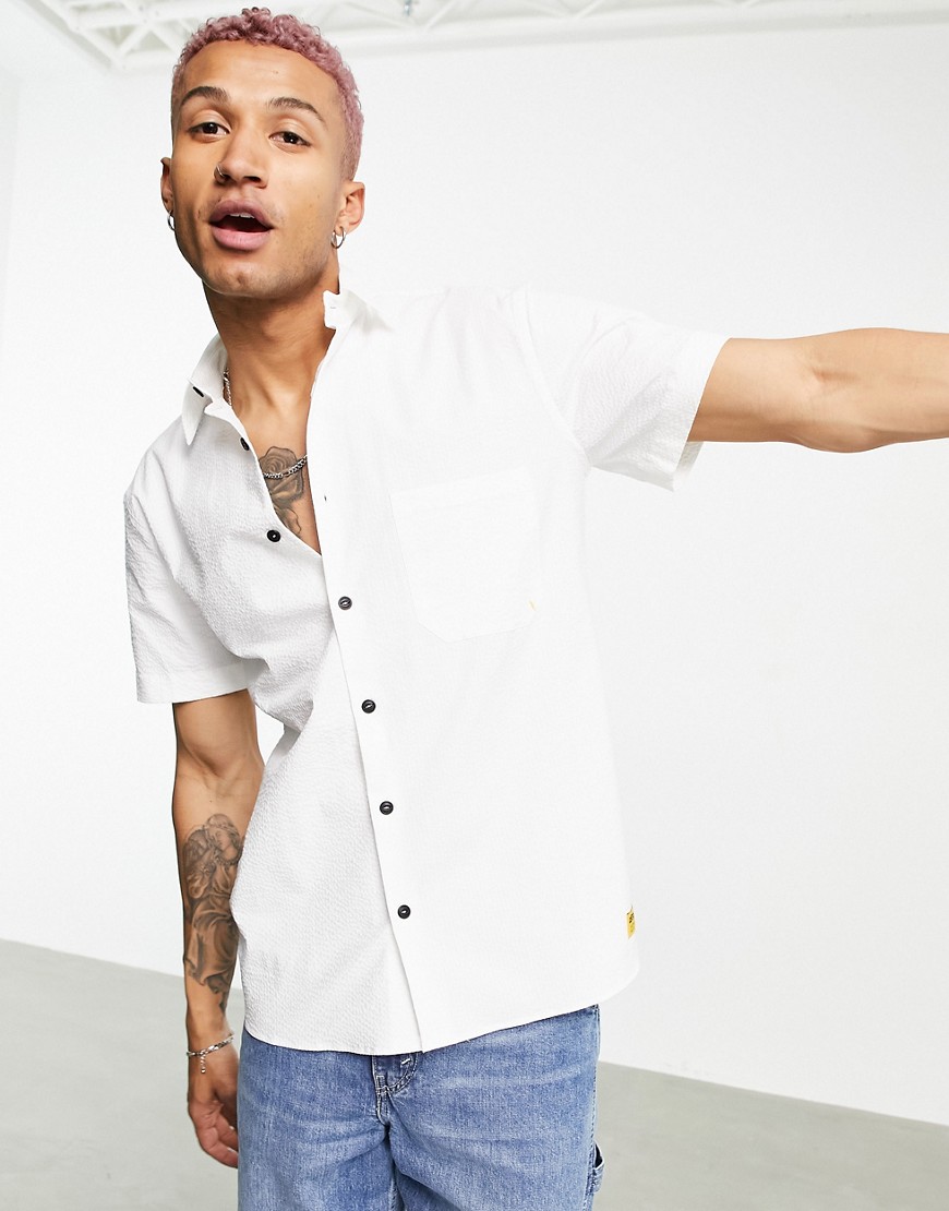 Caterpillar short sleeve logo pocket shirt in white