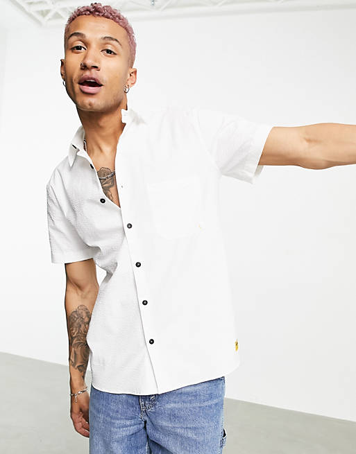 Caterpillar short sleeve logo pocket shirt in white