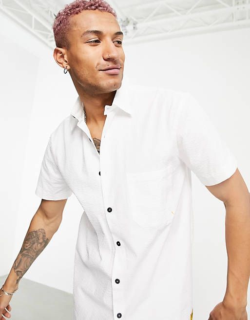Shirts Caterpillar short sleeve logo pocket shirt in white 