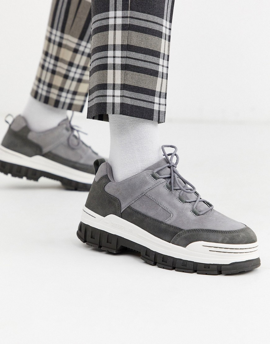 Caterpillar - Suède sneakers voor heren met dikke zool in grijs