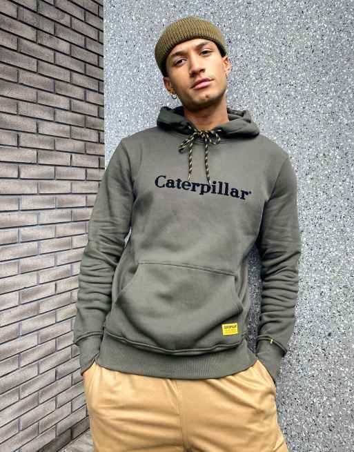 Caterpillar Sweat capuche avec broderie Caterpillar Vert militaire