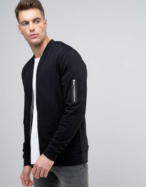 Cazadora bomber en tejido de punto de color negro MA1 de ASOS