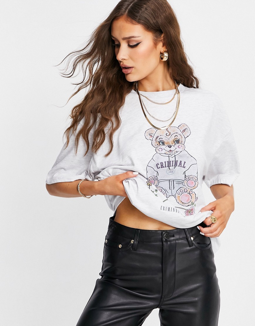 CD Femme oversized t-shirt with bear logo-Grey