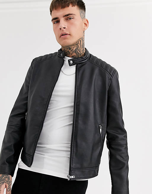 Celio biker jacket in faux leather | ASOS