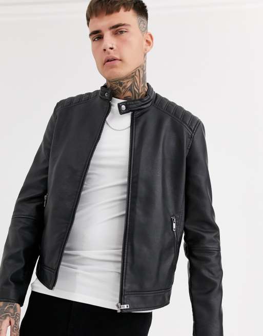 Celio black shop leather jacket