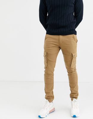 Celio cargo trousers in tan Tan