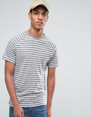 Celio Crew Neck Stripe T-shirt With Raglan Sleeve in Linen Mix | ASOS