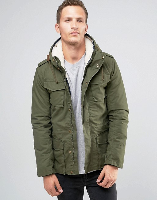 Celio Hooded Parka with Borg Lining | ASOS