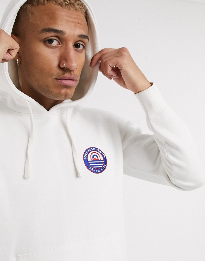 Celio hoodie in white with chest embroidery