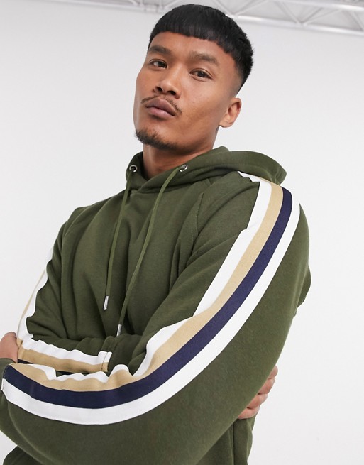 Celio hoodie with stripe in khaki