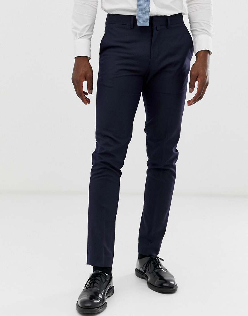Celio – Marinblå kostymbyxor med smal passform