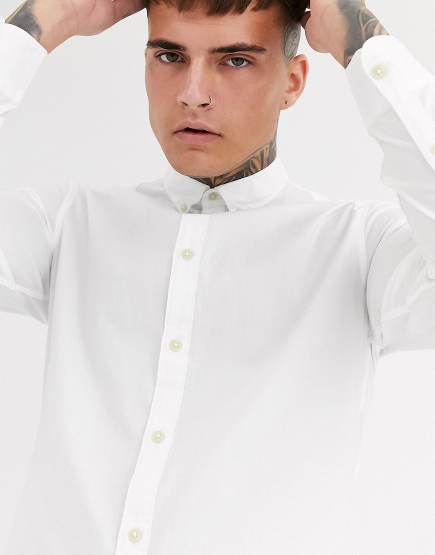 Celio - Oxford overhemd in wit-Zwart