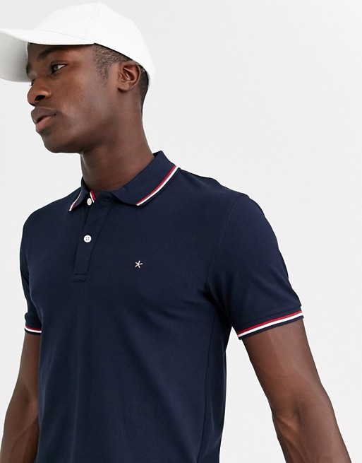 Celio polo shirt in navy with tipping