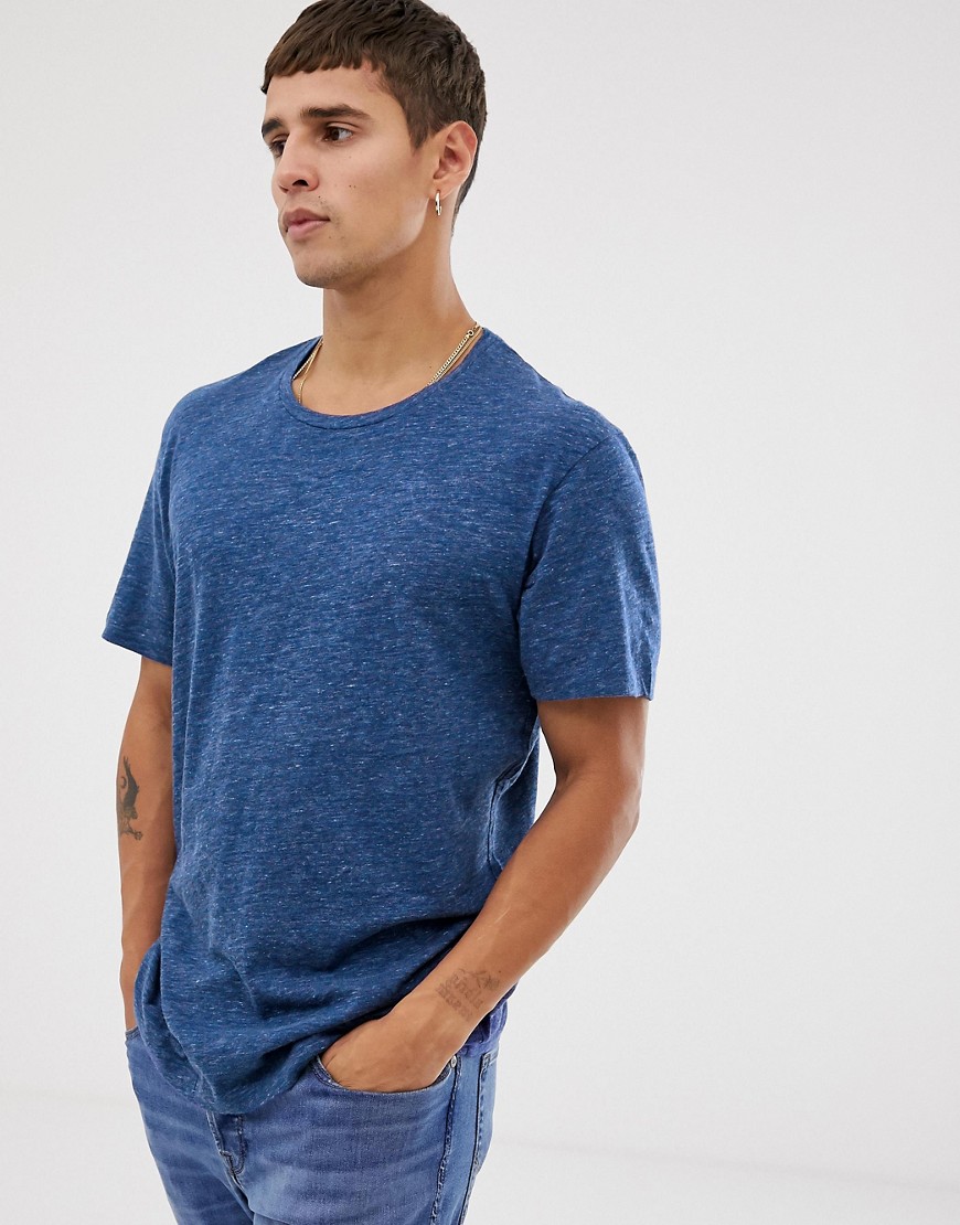 Celio - Regular-fit T-shirt met ronde hals in gemêleerd blauw
