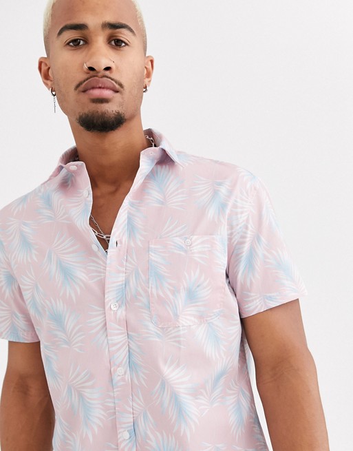 Celio shirt with all over print in pink