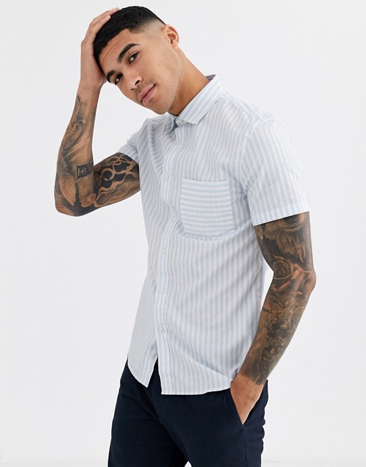 Celio shirt with vertical stripe in blue