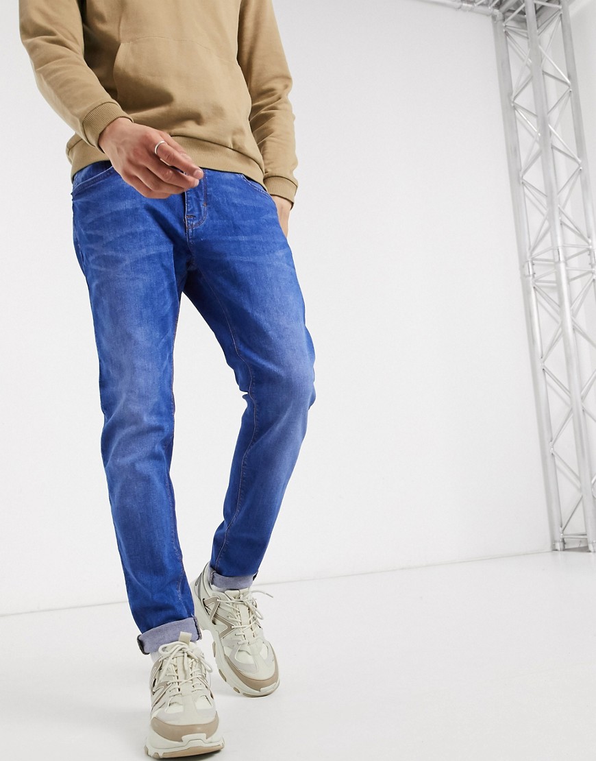 Celio - Skinny-fit jeans in felblauw met wassing