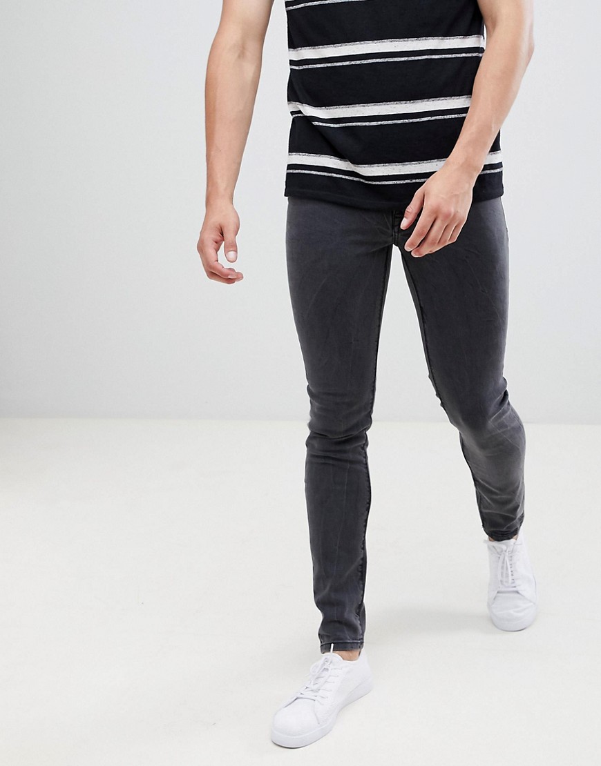 Celio - Skinny-fit jeans met distressed denim in zwart met wassing-Grijs