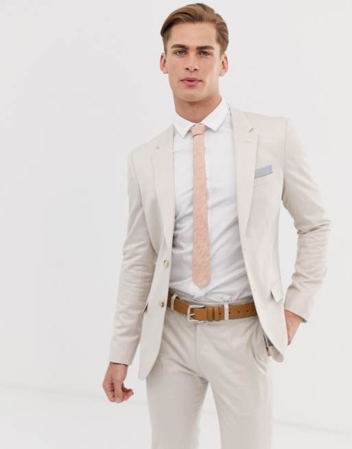 Celio skinny fit suit jacket in tan