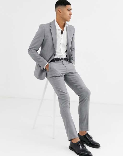 Celio slim fit suit trouser in grey