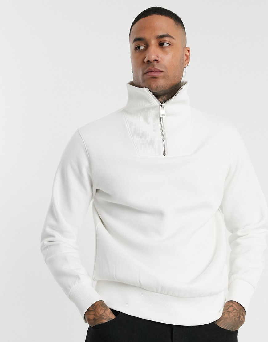 Celio - Sweatshirt met korte rits in gebroken wit