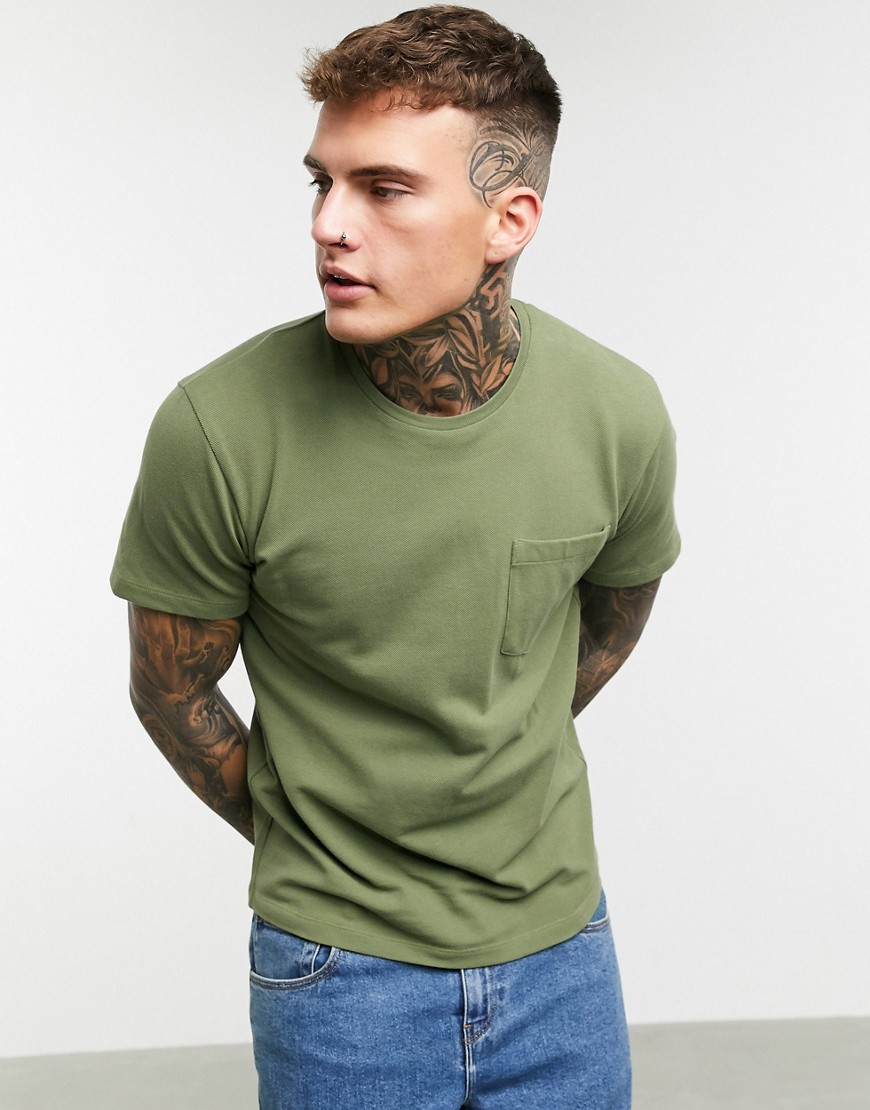 Celio - T-shirt con tasca kaki-Verde