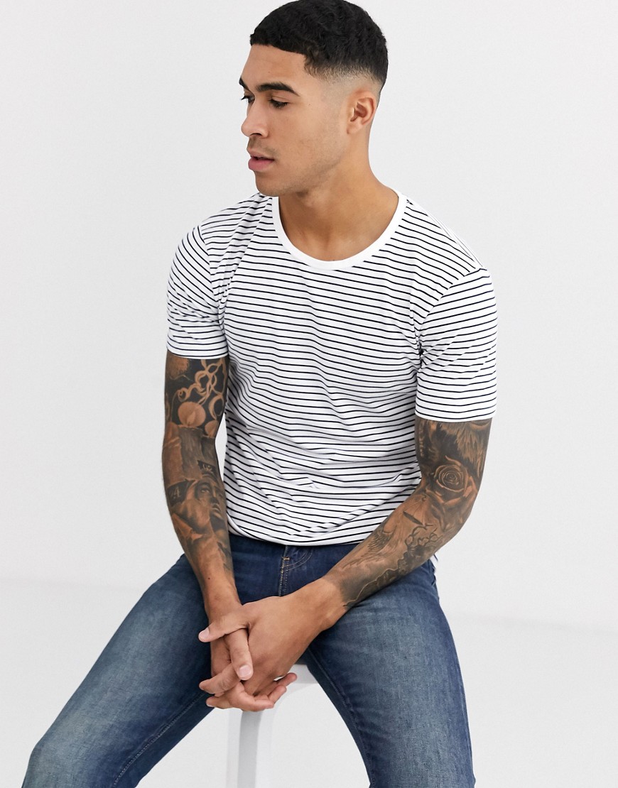 Celio t-shirt in white and navy stripe