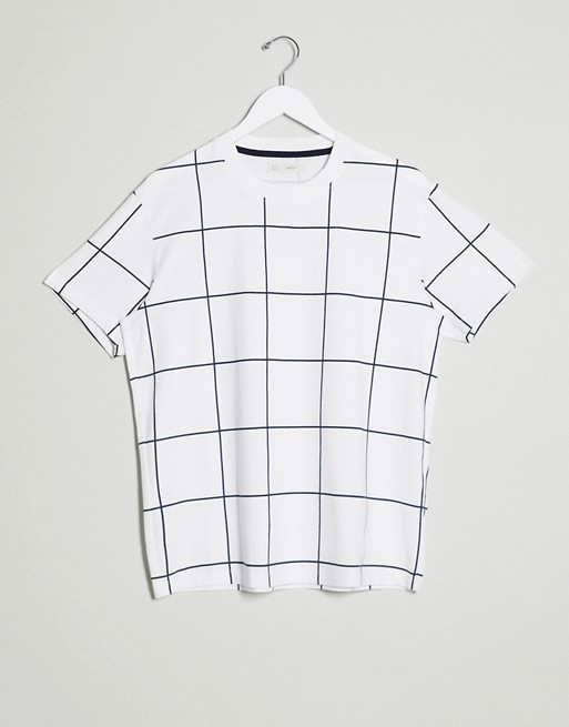 Celio t-shirt in white & black check