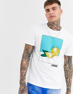 Celio - T-shirt met citroenprint in wit