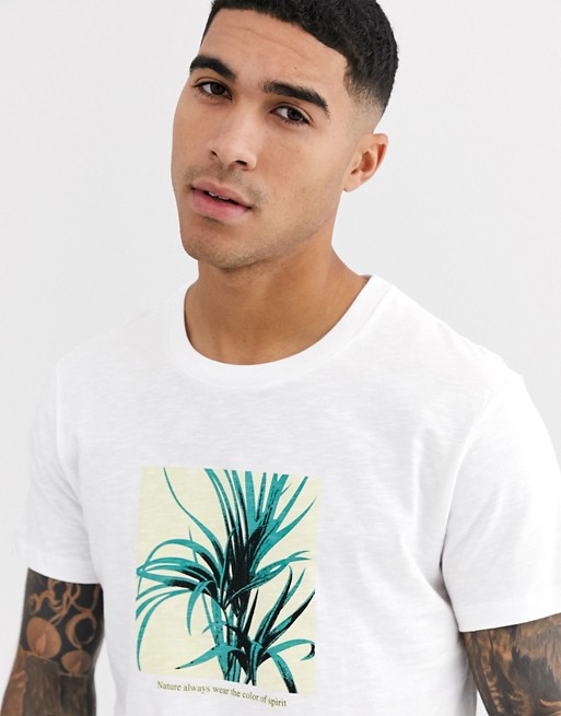 Celio t-shirt with plant print in white