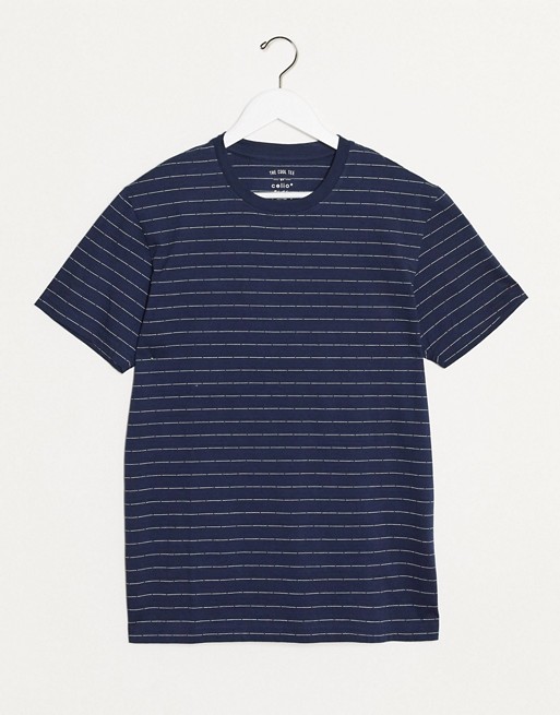 Celio t-shirt with printed stripe in navy