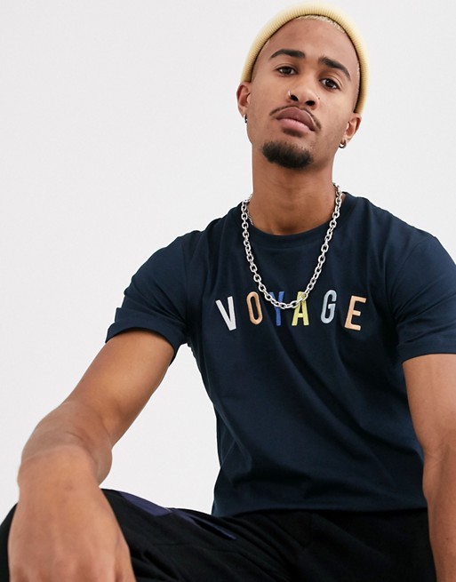 Celio t-shirt with voyage print in navy