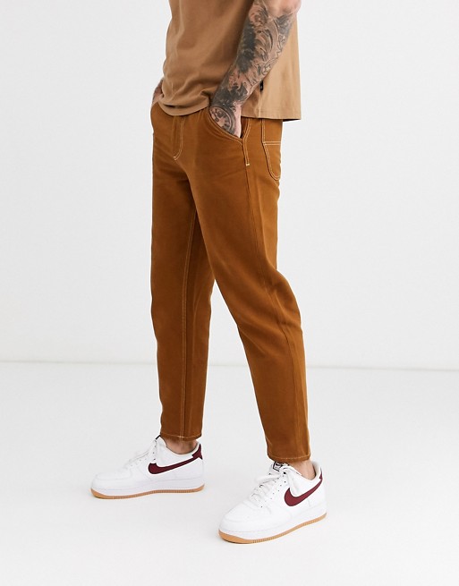 Celio worker trousers in tobacco