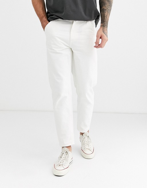 Celio worker trousers in white
