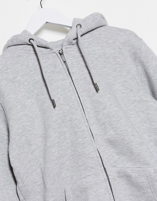 Celio zip through hoodie in grey