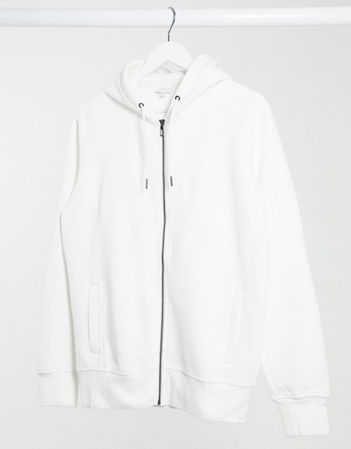 Celio zip through hoodie in white