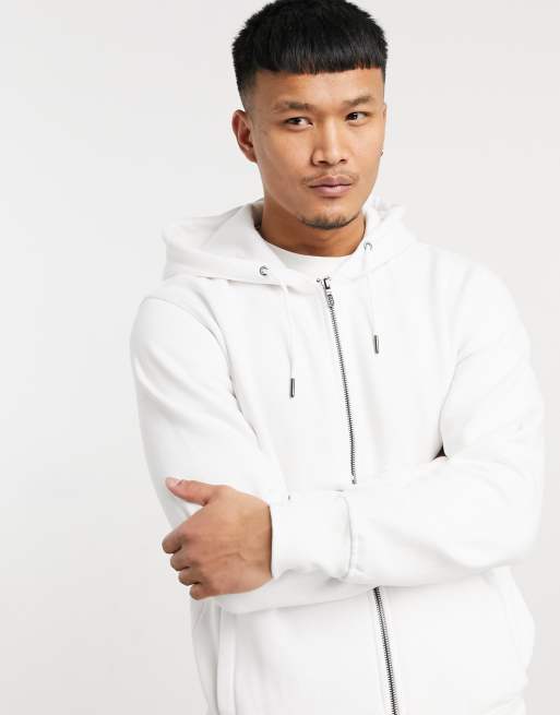 Celio zip through hoodie in white | ASOS