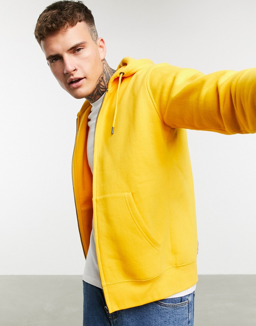 Celio zip through hoodie in yellow