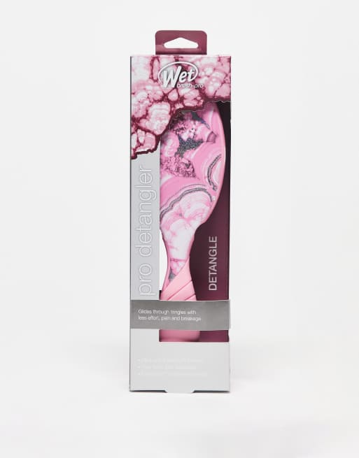 Cepillo para el cabello rosa con estampado efecto cuarzo craquelado Pro Detangler de Wet Brush