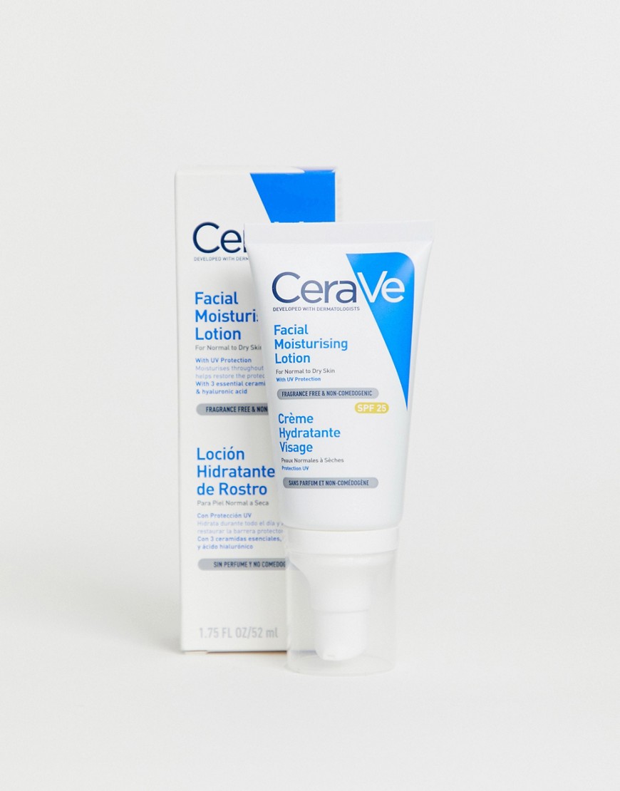 CeraVe AM lightweight hydrating facial moisturising lotion for normal to dry skin SPF 25 52ml-No Colour