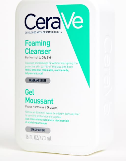 CeraVe - Detergente schiumogeno con niacinamide per pelli normali e grasse 473ml, 2 di 4