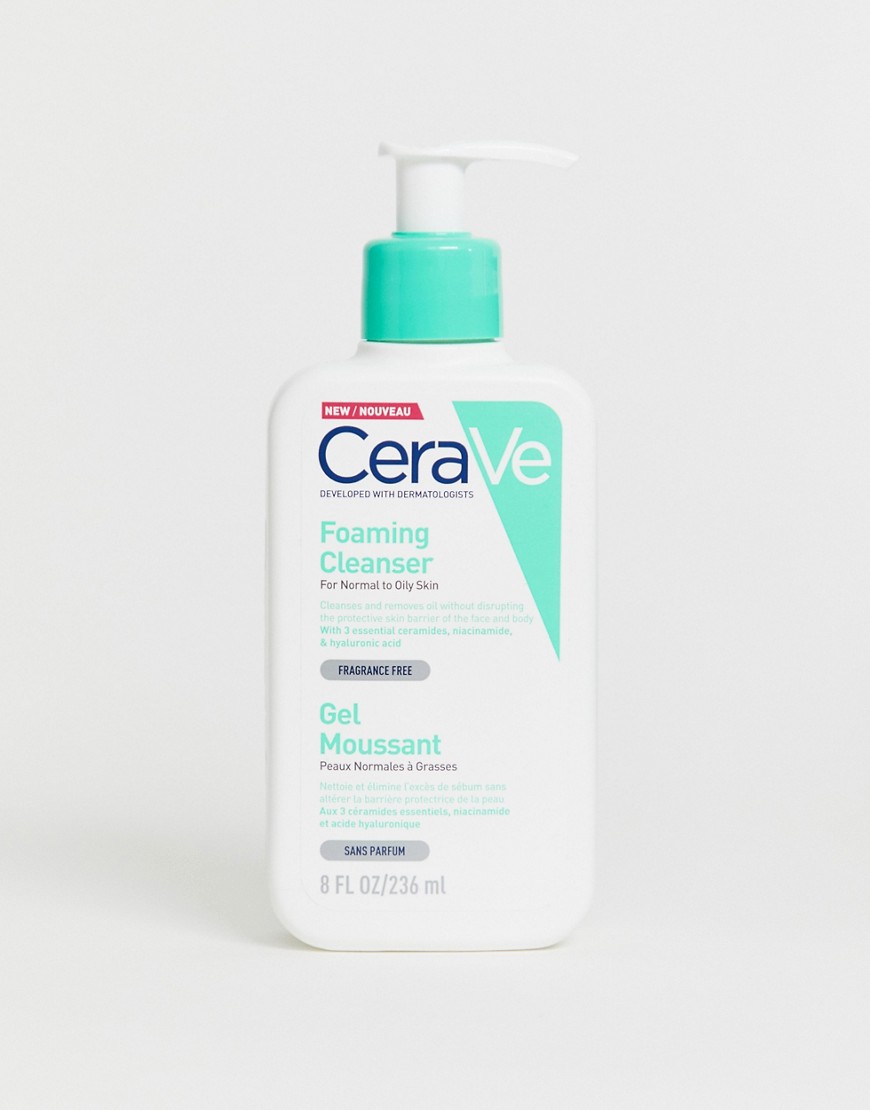 CeraVe - Detergente schiumogeno non seccante all'acido ialuronico per pelli normali e grasse 236 ml-Nessun colore