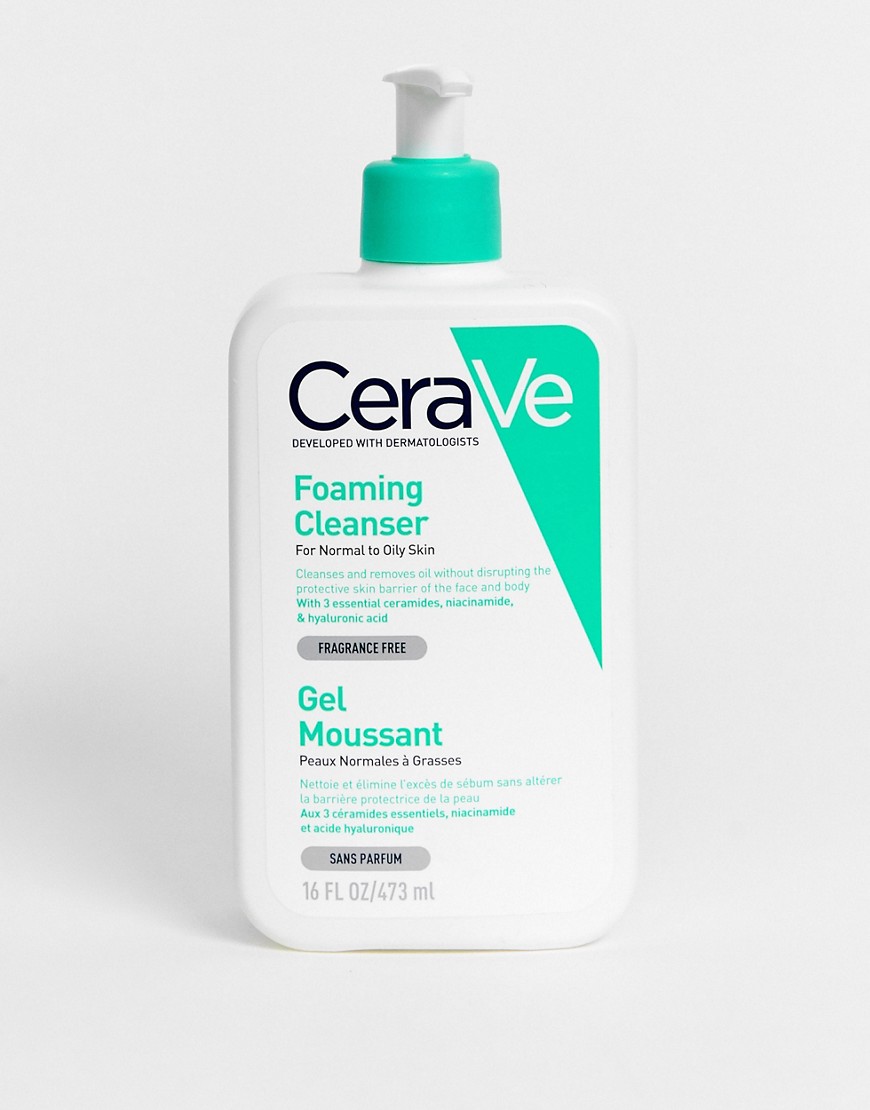 CeraVe - Detergente schiumogeno non seccante all'acido ialuronico per pelli normali e grasse 473 ml-Nessun colore