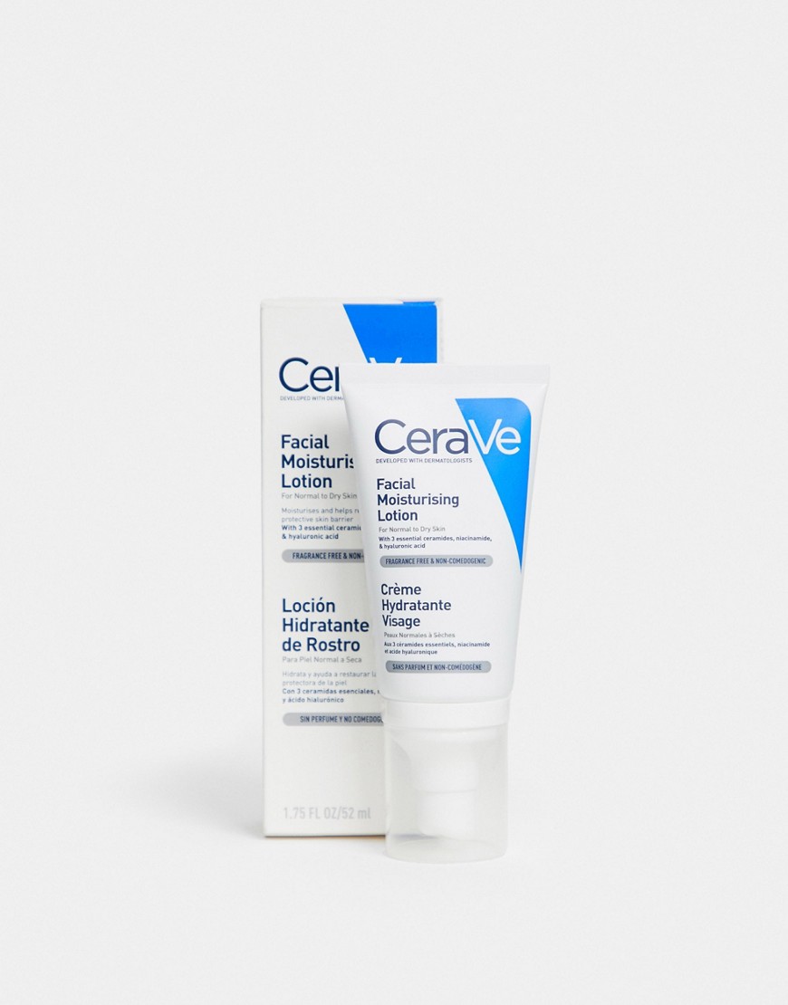 CeraVe PM lightweight hydrating facial moisturising lotion for normal to dry skin 52ml-No Colour
