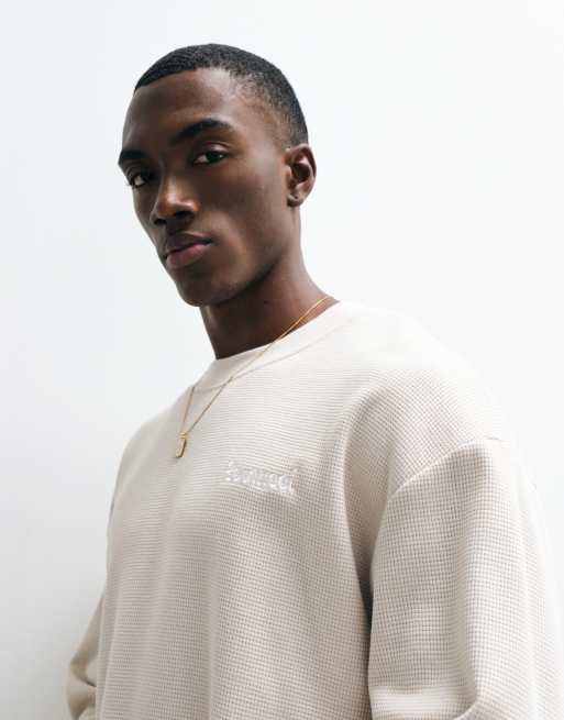 Cernucci 100% bomuld langærmet boxy oversized-fit waffle logo T-shirt, 5 af 5