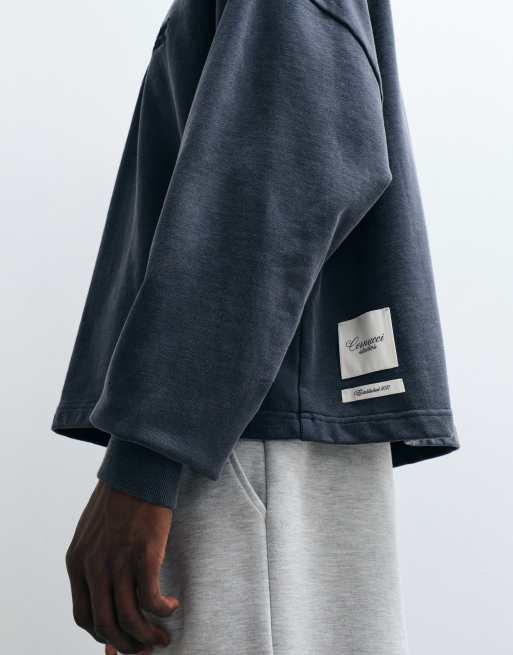 Cernucci 100% bomuld langærmet oversized logo rugby-polo i navy, 4 af 5