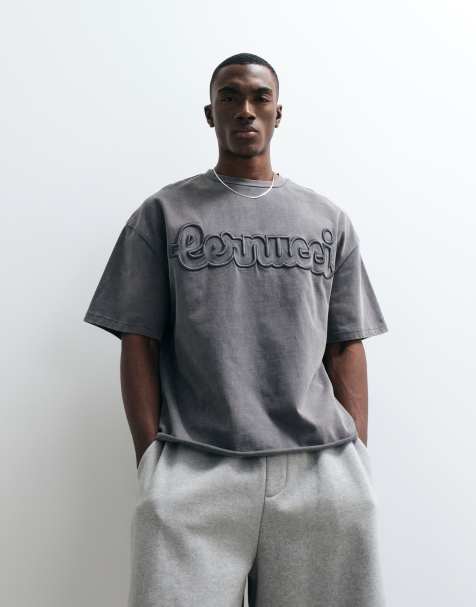 Cernucci 100% bomull boxig oversize t-shirt med broderad logga - view 1