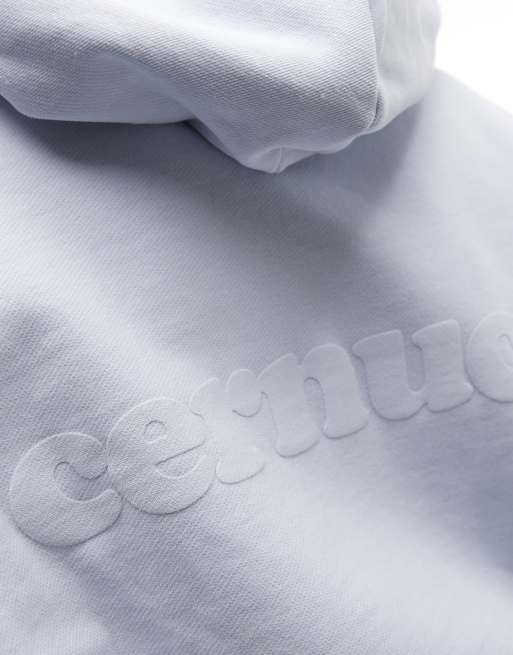 Cernucci 100% cotton cropped zip through logo hoodie in baby blue (part of a set), 4 of 4